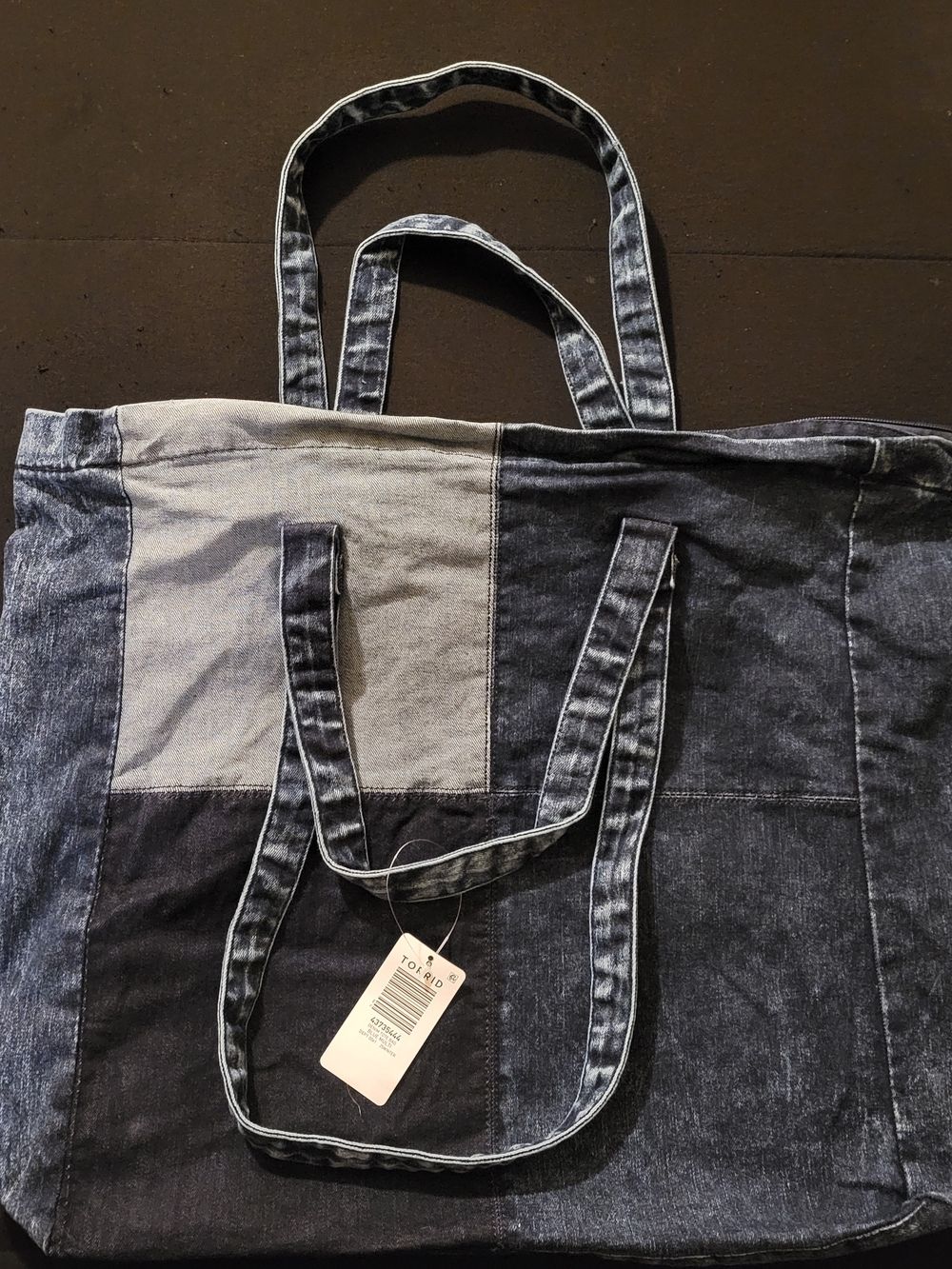 Torrid Multi-Strap Denim Tote Bag in Blue Patchwork